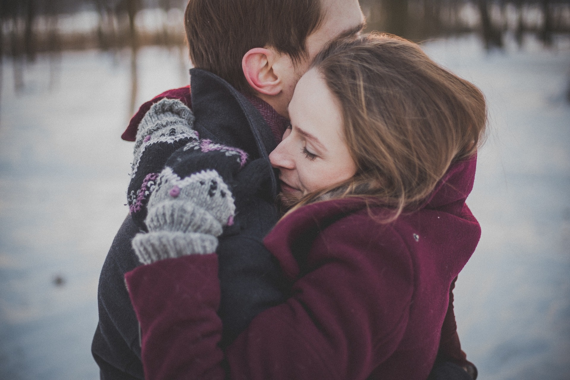 A couple hugging romantically