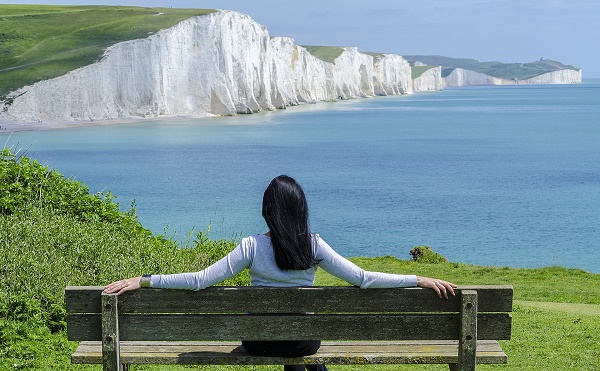 Woman relaxing on a bench